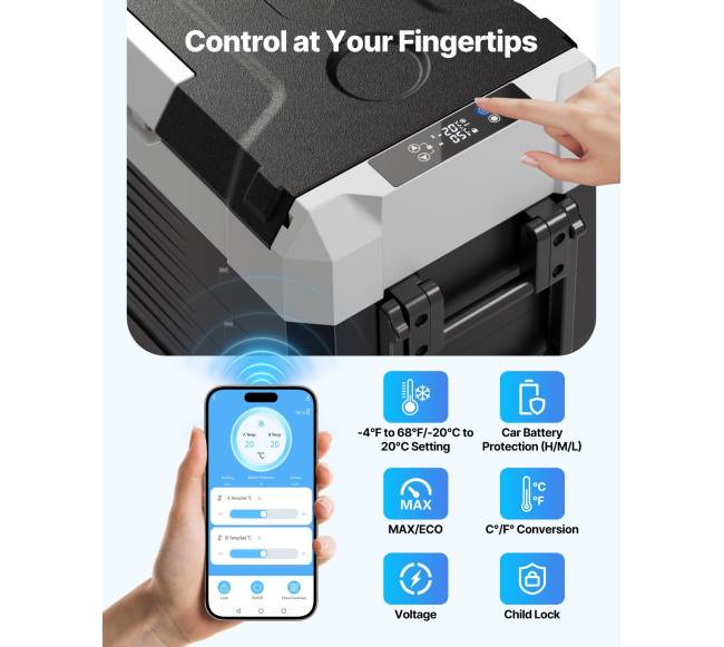 Automobilinis šaldytuvas su programa ir ratukais, 45 L5