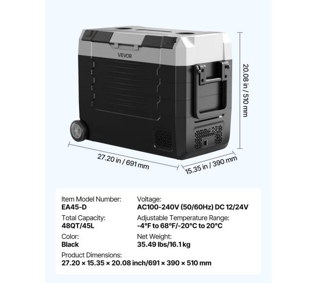 Automobilinis šaldytuvas su programa ir ratukais, 45 L6