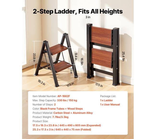 Dviejų laiptelių sulankstomos kopėčios namams1