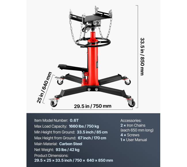 Hidraulinis pavarų dėžės keltuvas 0,6 t6