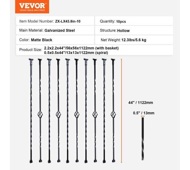 Metalinis turėklas laiptams, 10 vnt.6