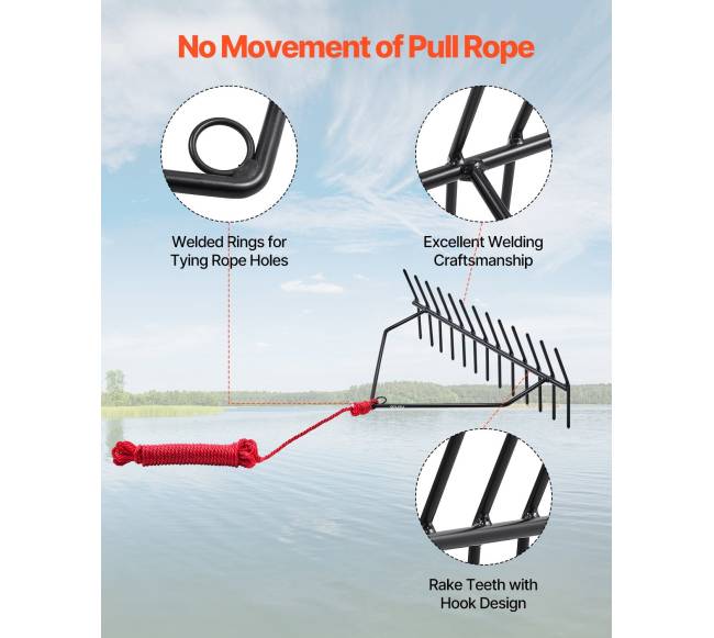 24x22 cm tvenkinio vandens grėblys, dvipusis3