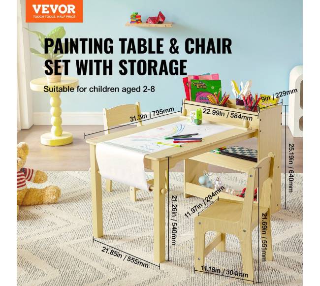 vaikų stalas su kėdėmis ir spintele1