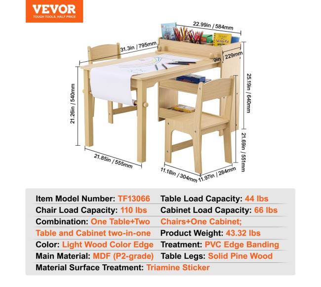 vaikų stalas su kėdėmis ir spintele6