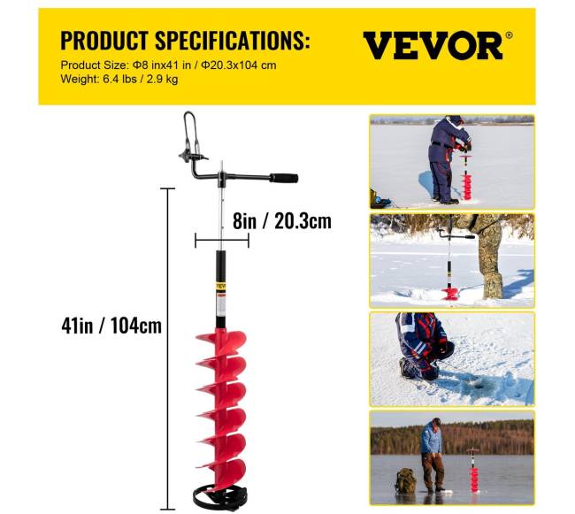 Ledlaužis žvejybai leduose, 20 cm skersmens6