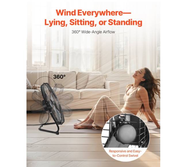 45 cm grindų ventiliatorius su 360 pasvirimu4
