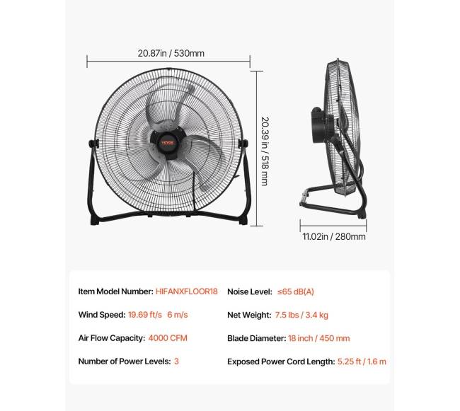 45 cm grindų ventiliatorius su 360 pasvirimu6