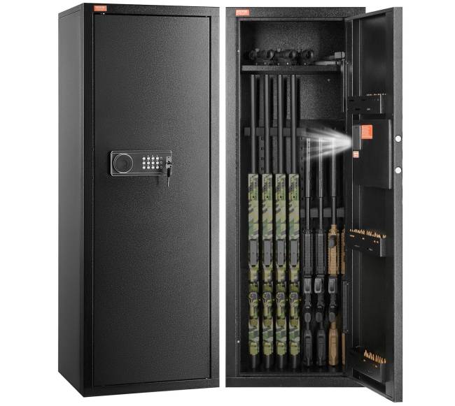 6-8 šautuvų seifas su užraktu ir klaviatūra0