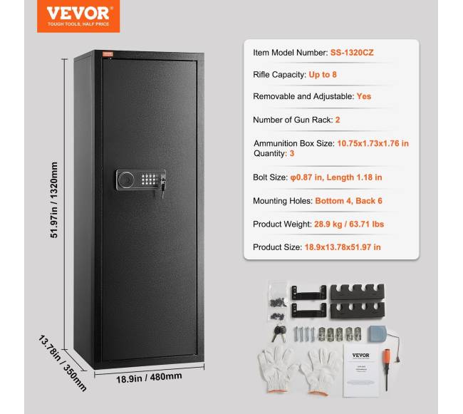 6-8 šautuvų seifas su užraktu ir klaviatūra6