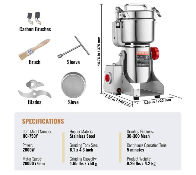 750g elektrinis pramoninis prieskonių malūnėlis6