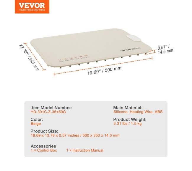 Elektrinis maisto šildymo kilimėlis su temperatūros kontrole6