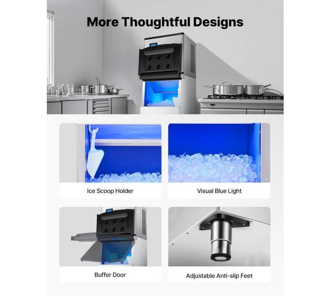 Komercinis ledo gaminimo aparatas 226 kg24h, 114 kg saugykla5