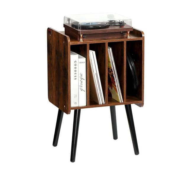 Dviejų aukštų medinė vinilinių plokštelių stovas8