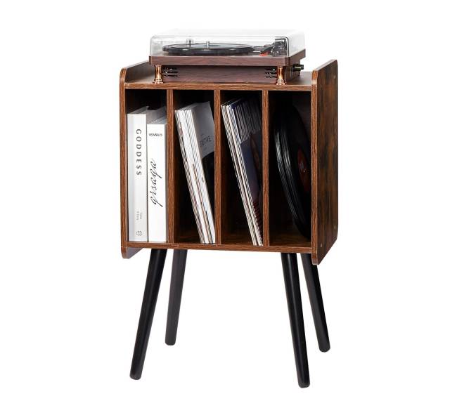 Dviejų aukštų medinė vinilinių plokštelių stovas9