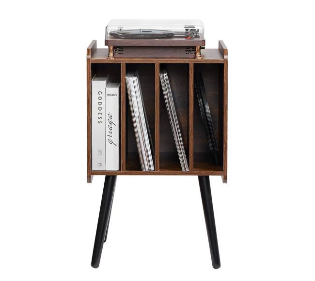 Dviejų aukštų medinė vinilinių plokštelių stovas10