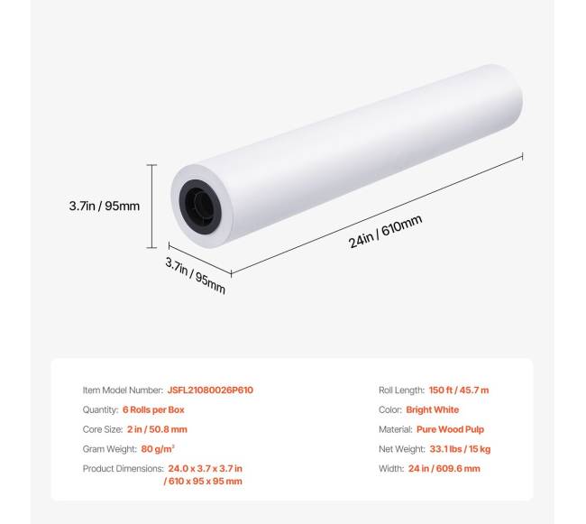 Platus formato braižymo popierius, 6 ritiniai6