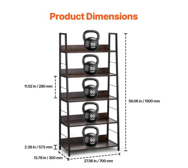 Metalinė knygų lentyna su 5 lentynomis1