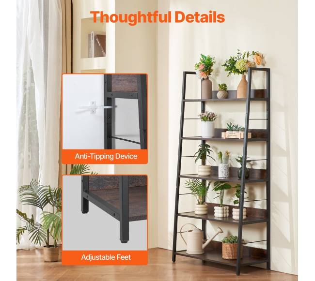 Metalinė knygų lentyna su 5 lentynomis5