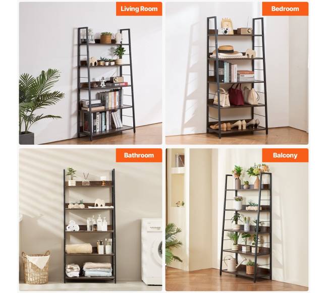 Metalinė knygų lentyna su 5 lentynomis6