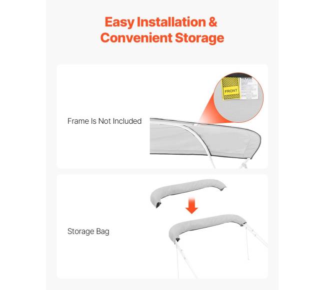 Valčių biminų uždangalas 96"L x (97"-103")W šviesiai pilkas5