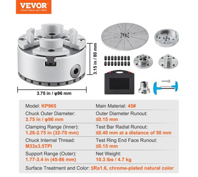 KP965 tekinimo stūmoklis 4 žandikaulių 96 mm6