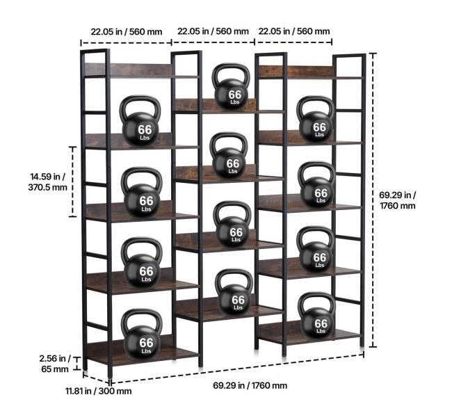 Metalinė 14-aukščio knygų lentyna svetainei ir biurui1