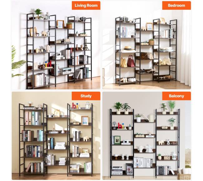 Metalinė 14-aukščio knygų lentyna svetainei ir biurui6