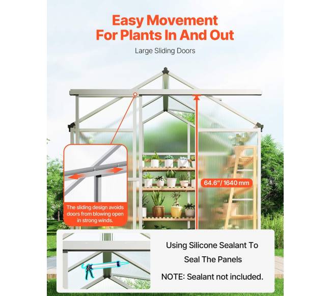 Polikarbonatinis šiltnamis 6 x 4 pėdų sodui4