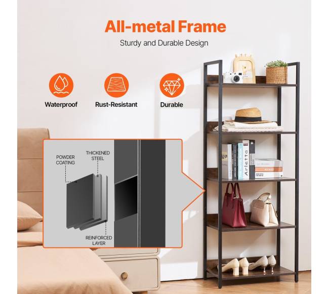 Metalinė knygų lentyna 5 lygių3