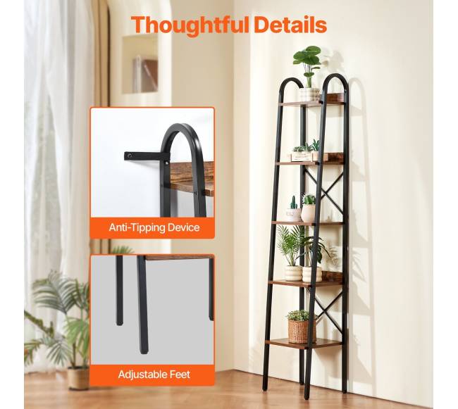 Metalinė 5 pakopų knygų lentyna5