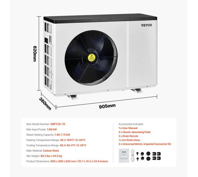 Elektrinis baseino šilumos siurblys 1.48-7.11 kW6