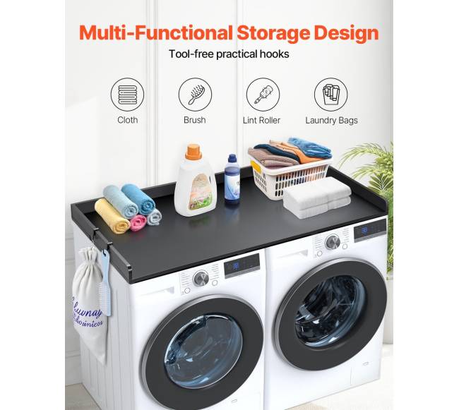 Medinė skalbyklės ir džiovyklės stalviršis juodas1