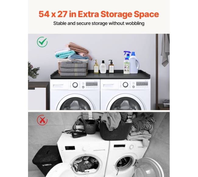 Medinė skalbyklės ir džiovyklės stalviršis juodas2