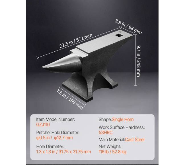 Vienaragis priekalas 50 kg kalvio darbui6