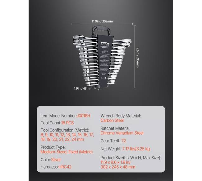 16 dalių veržliarakčių rinkinys su laikikliu6