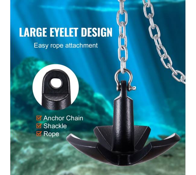 Upės inkaras, 13,6 kg, juodas vinilo danga3