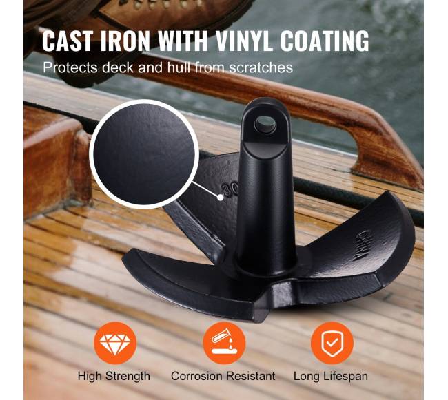 Upės inkaras, 13,6 kg, juodas vinilo danga4