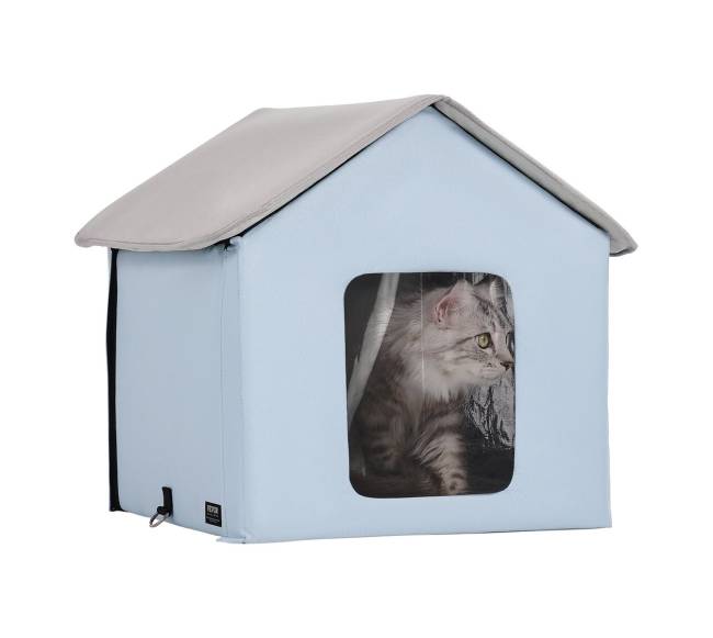 Sulankstoma šildoma kačių būdelė mėlyna maža0