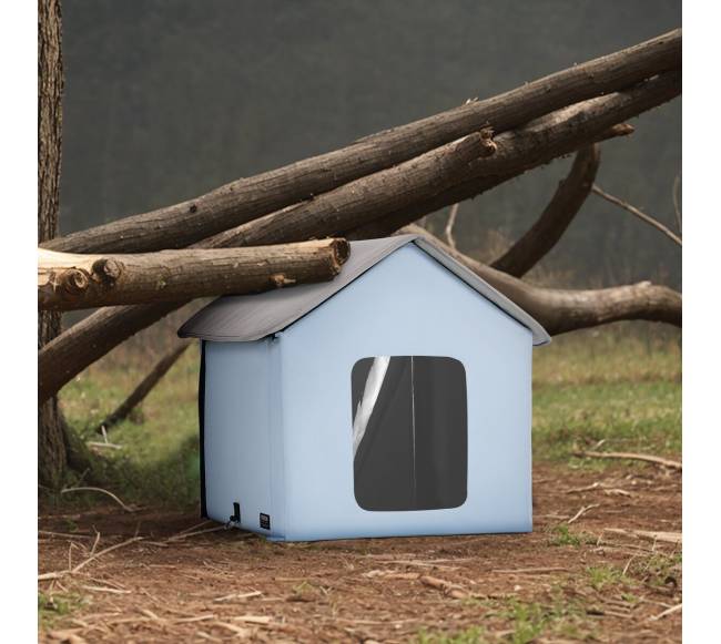 Sulankstoma šildoma kačių būdelė mėlyna maža7