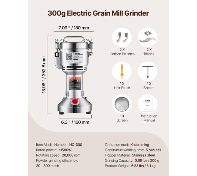 300g pramoninė prieskonių malūnėlė elektrinė6