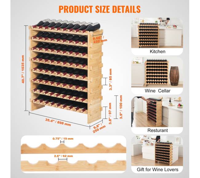 72 vyno butelių lentyna iš bambuko medienos6