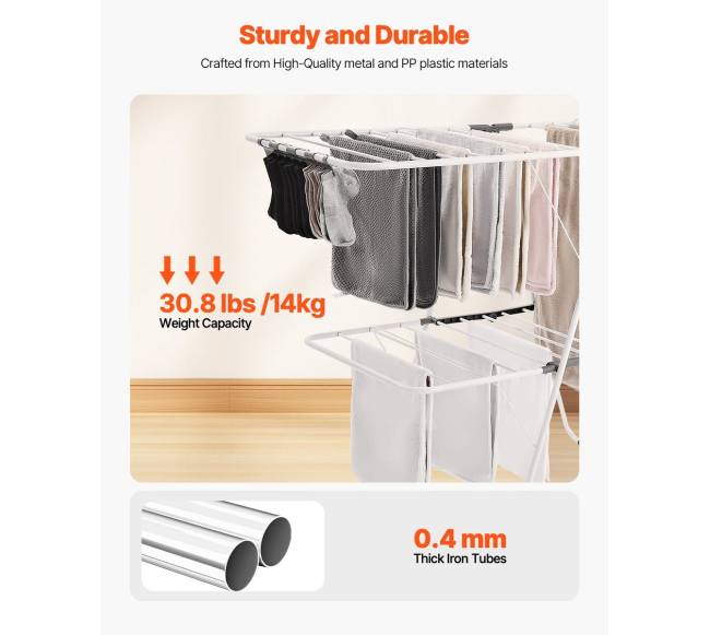 Dviaukštis sulankstomas drabužių džiovintuvas su kojinėmis2