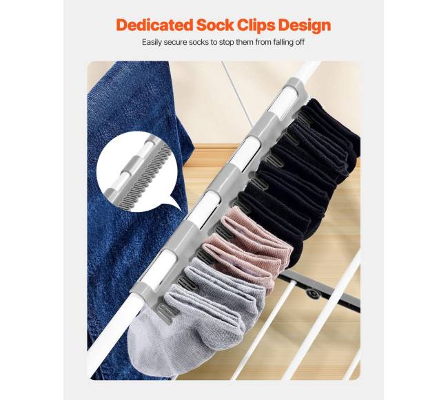 Dviaukštis sulankstomas drabužių džiovintuvas su kojinėmis4