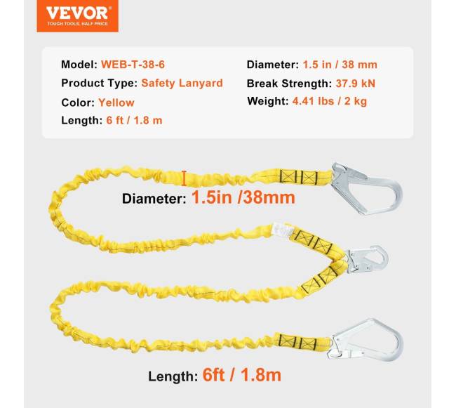 Apsauginė saugos linija, 2 kabliai, 2.8 m6