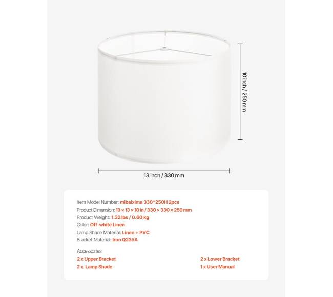 Būgninė lempos gaubtas 2 vienetų rinkinys (off-white)6