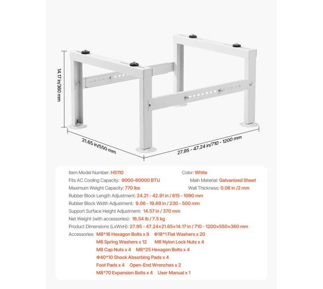 Reguliuojamas mini split stovų pagrindas6