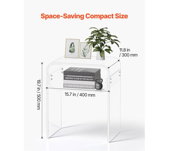 Akrilinis staliukas su 2 lentynomis2