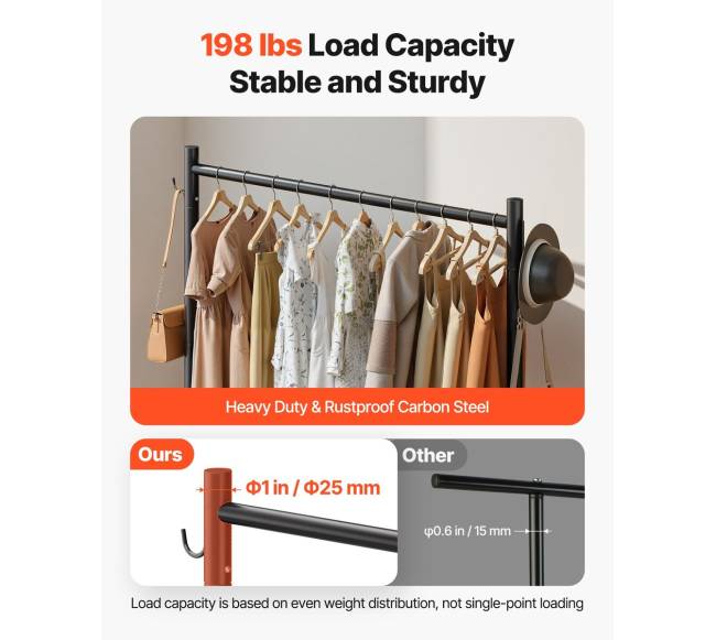 Drabužių kabykla su ratukais ir šoninėmis kabliukais3