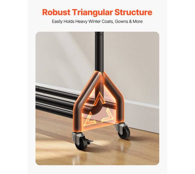 Drabužių kabykla su ratukais ir šoninėmis kabliukais4