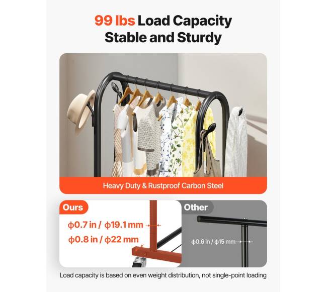 Drabužių kabyklė su ratukais ir lentynomis3